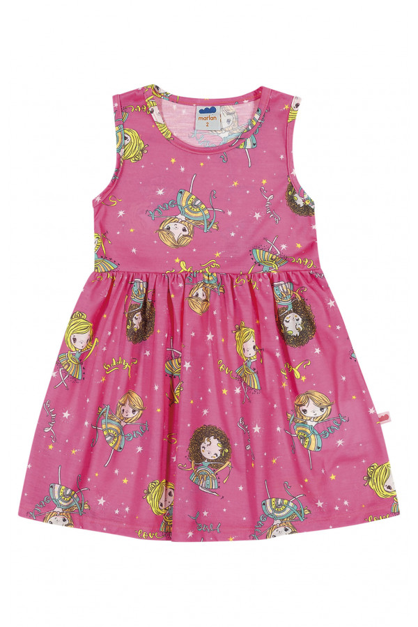 Vestido Infantil Marlan Rosa Flúor