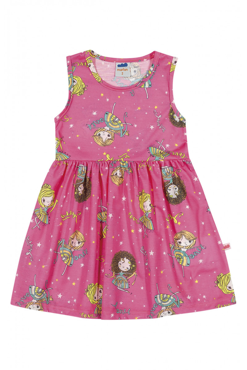 Vestido Infantil Marlan Rosa Flúor