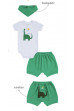 Conjunto 3 peças Body Bebê Dino Verde 